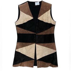 Vintage Shayne Brown Leather Suede Sleeveless Vest